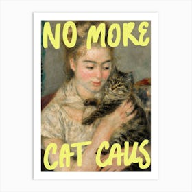 Vintage Painting with Feminist Typography »No More Cat Calls Art Print