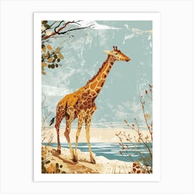 Giraffe By The Water 4 Art Print
