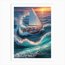 Sailboat In The Ocean Art Print