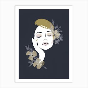 Portrait Of A Woman With Flowers 19 Art Print