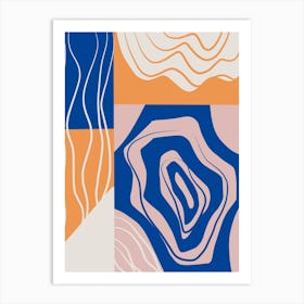 Abstract Collage In Blue And Orange Art Print