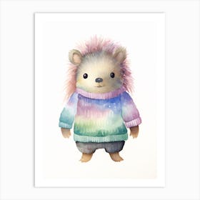 Baby Animal Watercolour Porcupine 1 Art Print