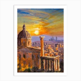 Sunset In Rome Art Print