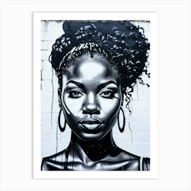 Graffiti Mural Of Beautiful Black Woman 260 Art Print