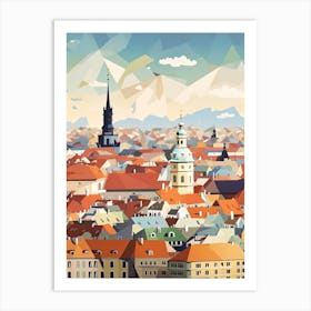 Munich, Germany, Geometric Illustration 3 Art Print