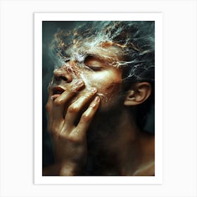 Man With Water On His Face Art Print