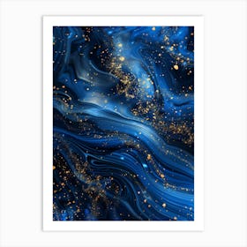 Abstract Blue And Gold Background Art Print