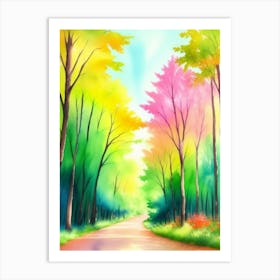 Colorful Road In The Forest Art Print