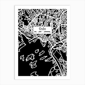 Oslo City Map — Hand-drawn map, vector black map Art Print