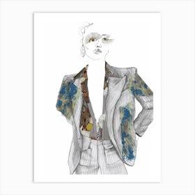 Safari Zebra Stripe Suit Fashion Illustration Collage Art Print