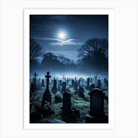 Graveyard At Night 25 Art Print