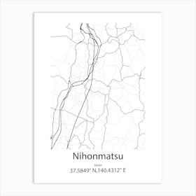 Nihonmatsu,Japan Minimalist Map Art Print