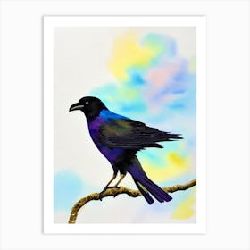 Raven Watercolour Bird Art Print