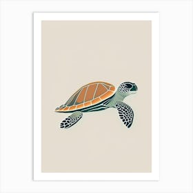 Loggerhead Sea Turtle (Caretta Caretta), Sea Turtle Retro Minimal 2 Art Print