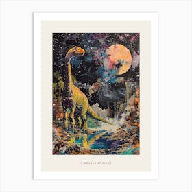 Dinosaur At Night Painting 1 Poster Art Print