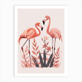 Jamess Flamingo And Heliconia Minimalist Illustration 2 Art Print