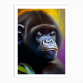 Baby Gorilla Gorillas Bright Neon 3 Art Print