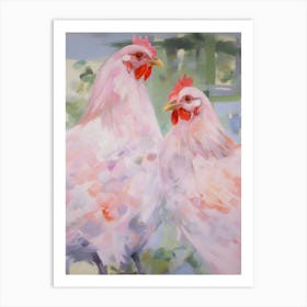 Pink Ethereal Bird Painting Chicken 2 Art Print