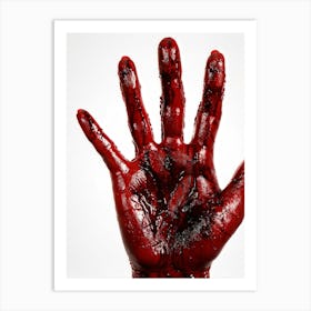 Creepy Textured Bloody Handprint Detailed With High Contrast Shadows Implying A Three Dimensional (1) Art Print