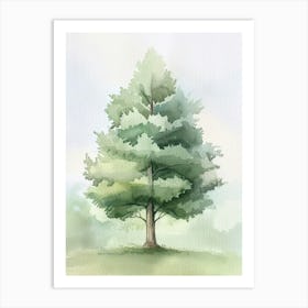 Cedar Tree Atmospheric Watercolour Painting 2 Art Print