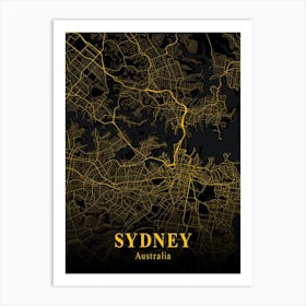 Sydney Gold City Map 1 Art Print