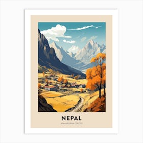 Annapurna Circuit Nepal 1 Vintage Hiking Travel Poster Art Print