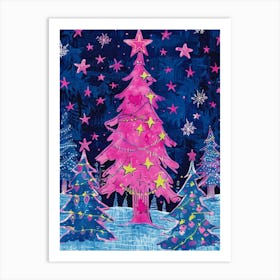 Pink Christmas Tree Art Print