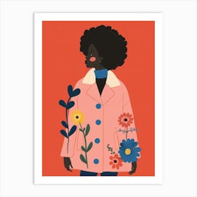 Afro Girl With Flowers 2 Art Print