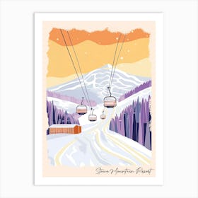 Poster Of Stowe Mountain Resort   Vermont, Usa, Ski Resort Pastel Colours Illustration 2 Art Print