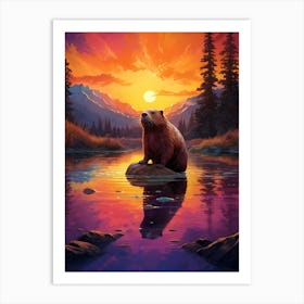 Bear At Sunset Art Print