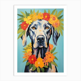 Great Dane Portrait With A Flower Crown, Matisse Painting Style 4 Art Print