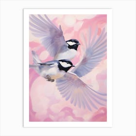 Pink Ethereal Bird Painting Carolina Chickadee 4 Art Print