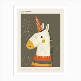 Unicorn In A Knitted Jumper Muted Pastels 2 Poster Art Print