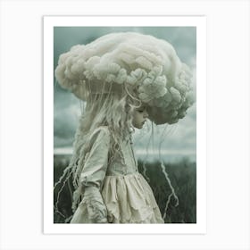 Girl With A Jellyfish Head Art Print