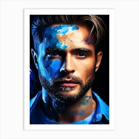 Portrait Of An Artist with Color on Face Art Print