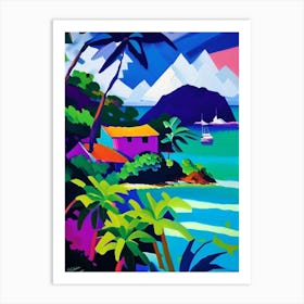 Pulau Kapas Malaysia Colourful Painting Tropical Destination Art Print