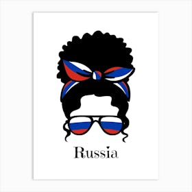 Cute Women Style Wearing Russia Flag Glasses Art Print