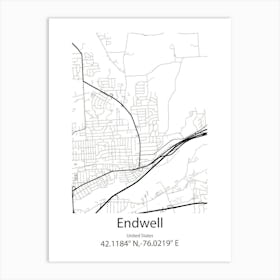 Endwell,United States Minimalist Map Art Print