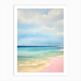 Pink Sands Beach 2, Bahamas Watercolour Art Print