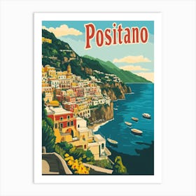 Aihrgdesign A Vintage Travel Poster Of Positano 2 Art Print