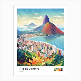 Rio De Janeiro, Brazil, Geometric Illustration 1 Poster Art Print