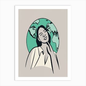 Woman With A Globe Art Print