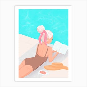 Sunbathing By The Pool Art Print