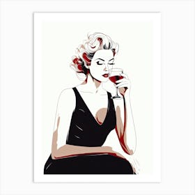 Lady Drinking Wine Art Print