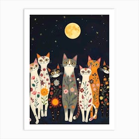 Cats In The Moonlight Art Print