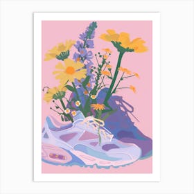 Retro Sneakers With Flowers 90s 5 Art Print
