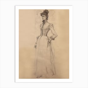 Victorian Woman Traditional Dress Study Art Print