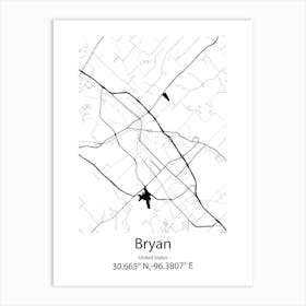 Bryan,United States Minimalist Map Art Print