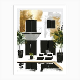 Black And White House Canvas Print 1 Art Print