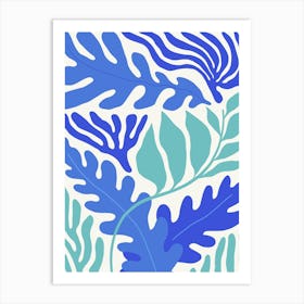 Blue and Green Coral Reef Ocean Collection Boho Art Print